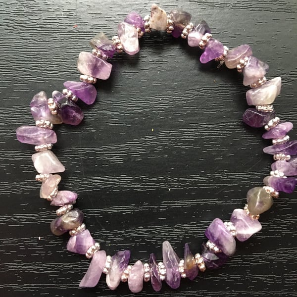 Amethyst crystal chip bracelet