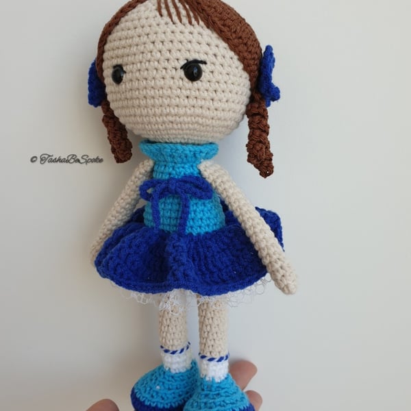 SALE Handmade crochet ballerina doll in a blue dress 