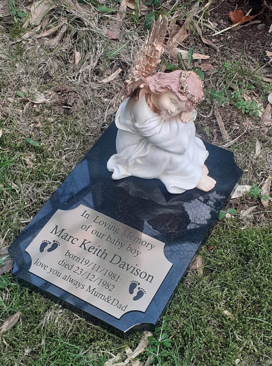Personalised Baby Granite Memorial Stone Angel  Grave Marker Baby Headstone