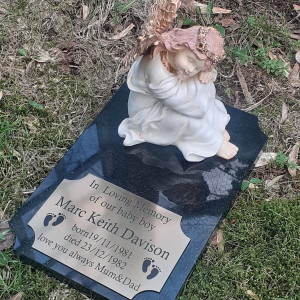 Personalised Baby Granite Memorial Stone Angel ... - Folksy
