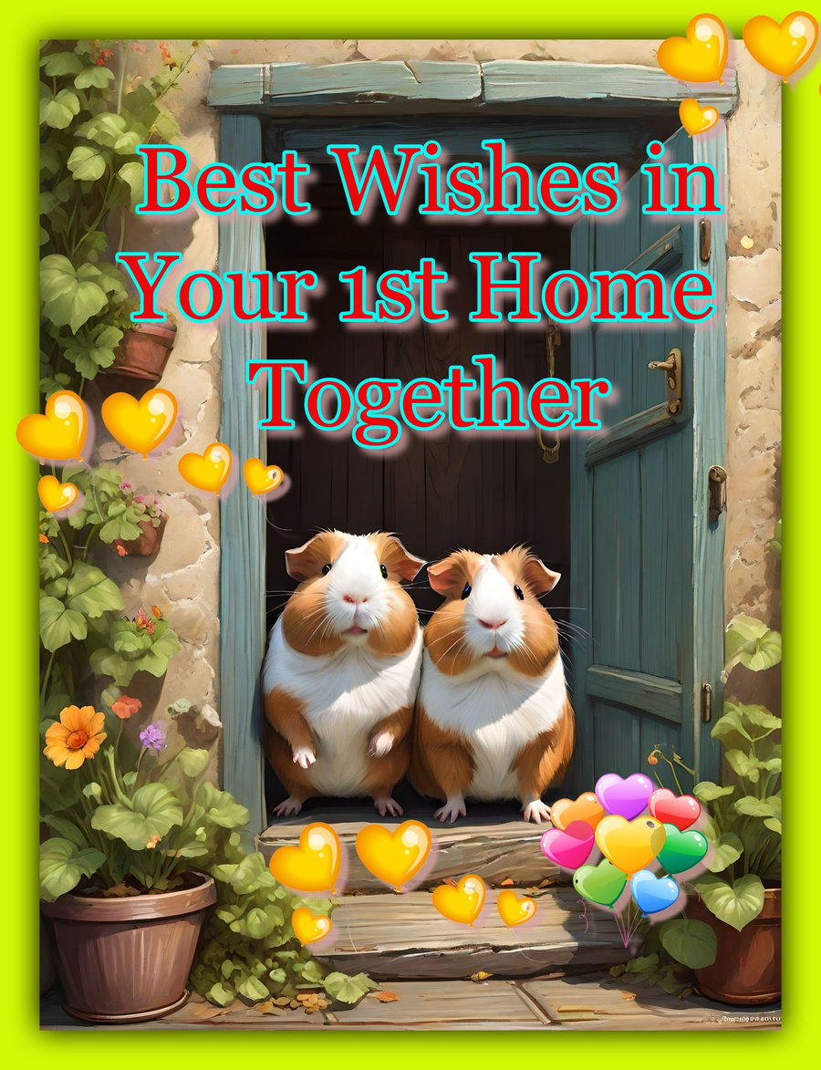 Best Wishes In Your 1st Home Together Guinea Pig Card A5