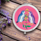 Round Penguin Compact Mirror – Pink
