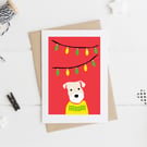 Terrier Dog with Christmas Lights