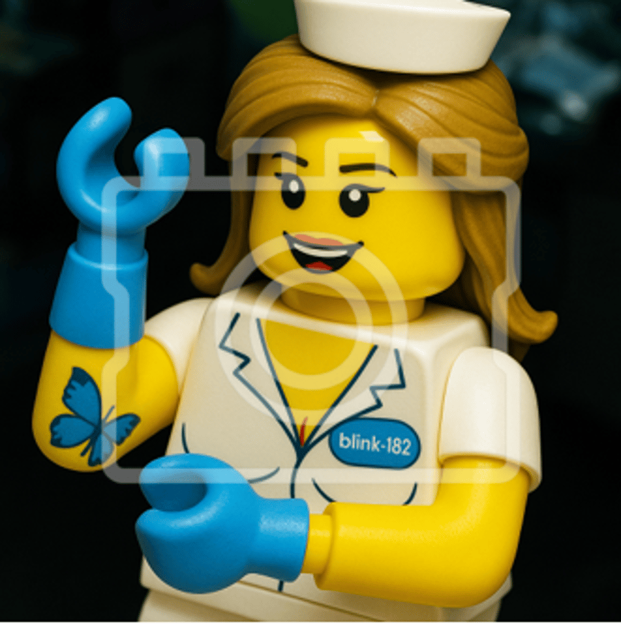 LEGO-Inspired Blink-182 "Enema of the State" – 5x5" Print Mounted for 9x9" Frame