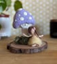 Needlefelted wool lilac mushroom toadstool and fairy dressed in yellow - Image 1