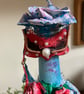 The Masquerade Lady Handcrafted Altered Bottle Art Mixed Media Roses & Pearls  - Image 5