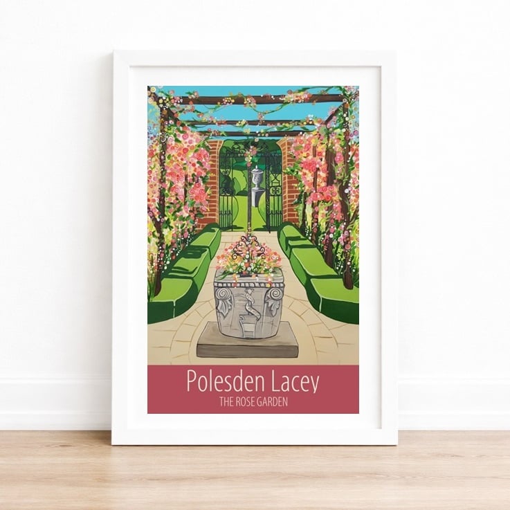 Polesden Lacey Rose Garden travel poster print by Susie West