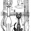 Retro Mid Century Style Cats 