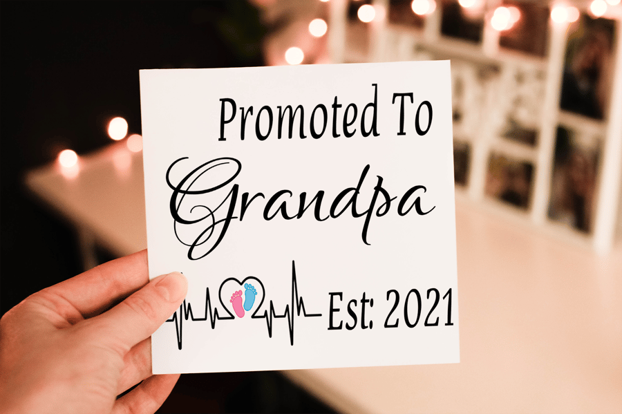 Promoted To Grandpa New Baby Card, Card for New Baby, Personalised Grandpa Card