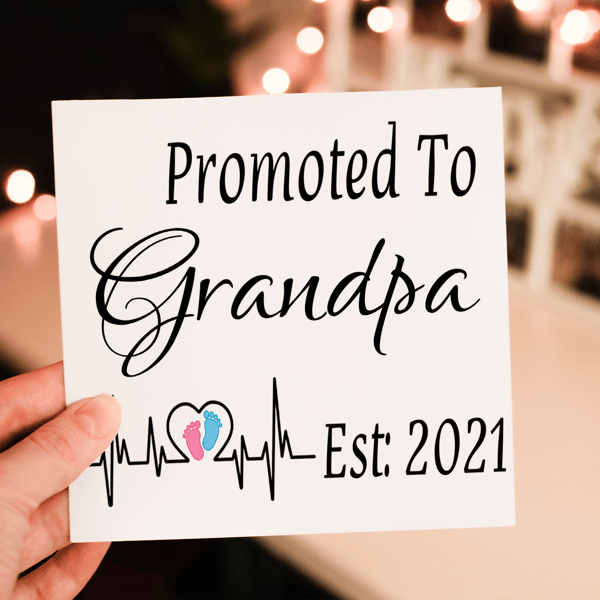 Promoted To Grandpa New Baby Card, Card for New Baby, Personalised Grandpa Card