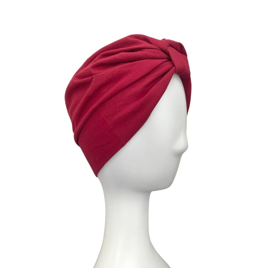 Maroon Red Women's Turban, Turban Hat for Women, Simple Jersey Turban