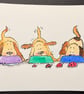Hand watercoloured card topper from Penny Black stamp - Three dogs
