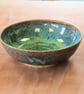 Large green, turquoise bowl handmade pottery - Image 2