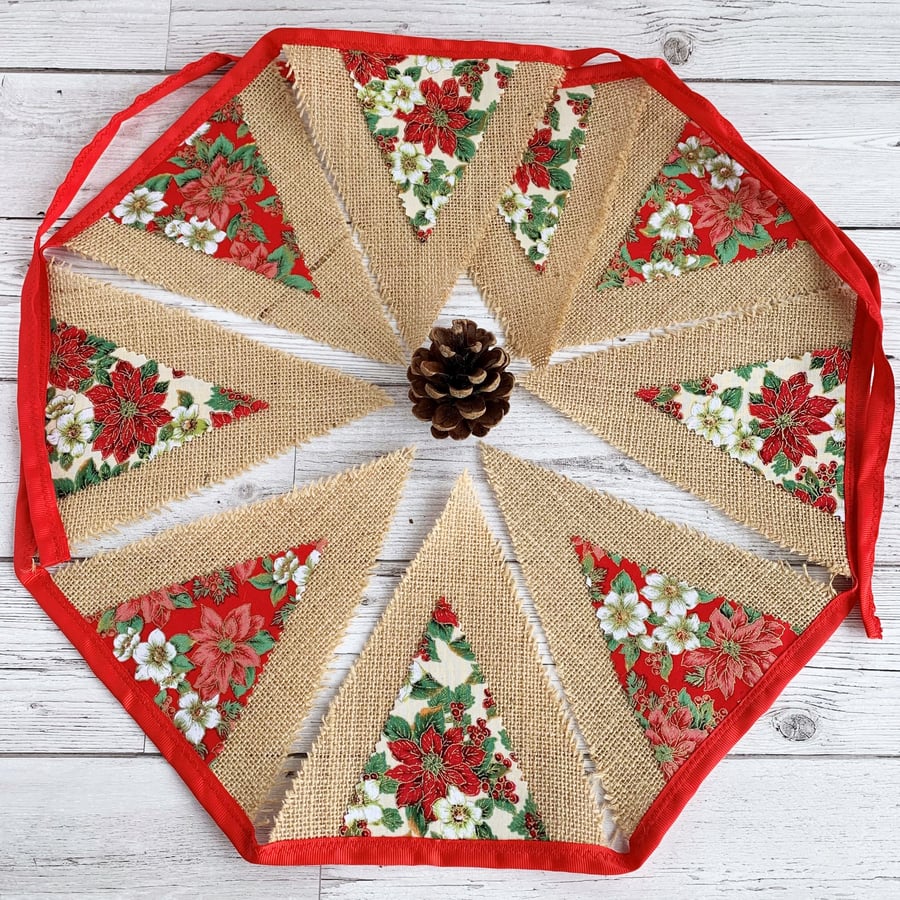 SOLD - Rustic Poinsettia Christmas Bunting