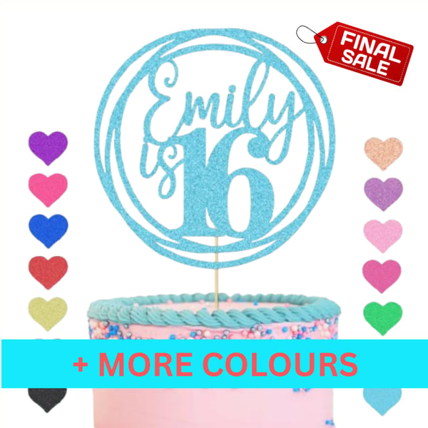 16th Birthday Cake Topper, Happy 16th Birthday Cake Topper, Custom Cake Toppers