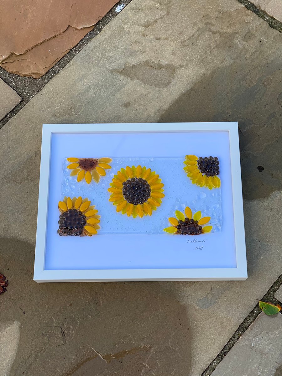 Sunflower design picture in White a4 frame 