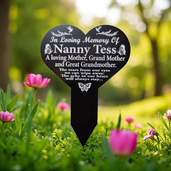 Graveside Memorial marker engraved personalized in loving memory mum dad