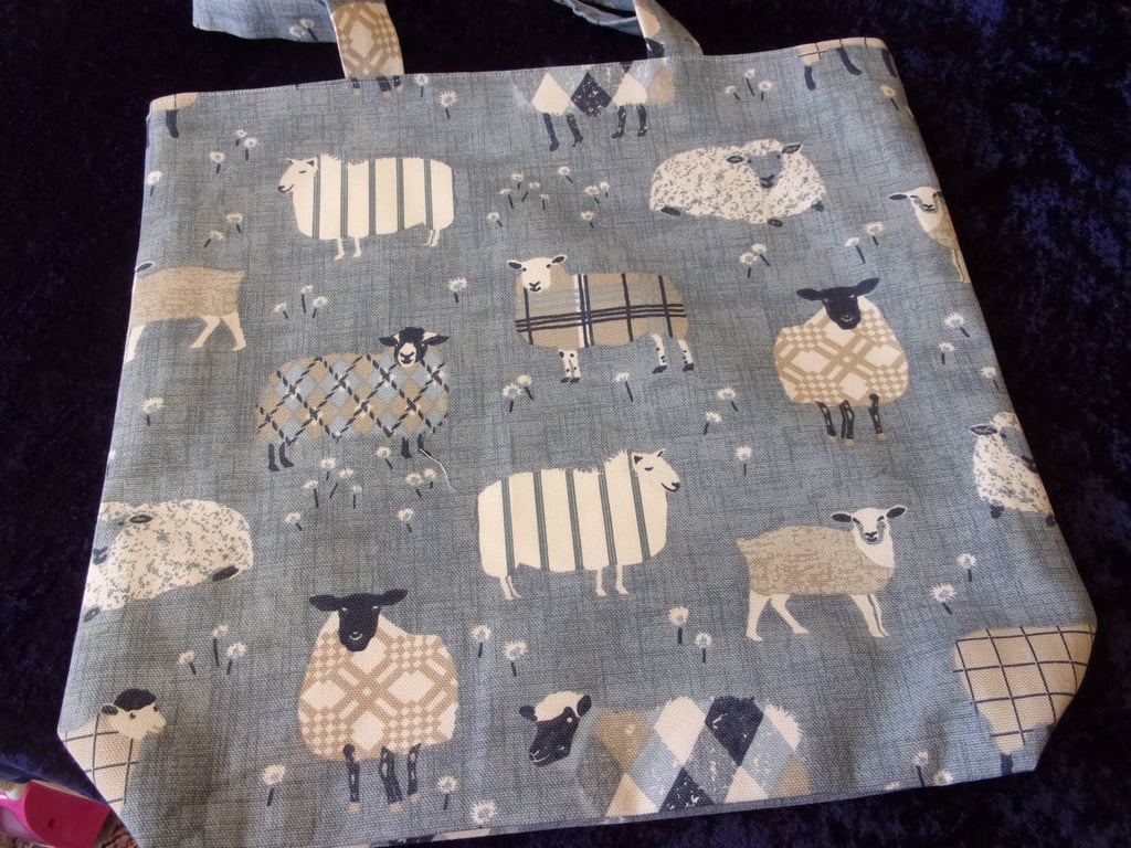 Denim Blue Eco Friendly Bag with Sheep
