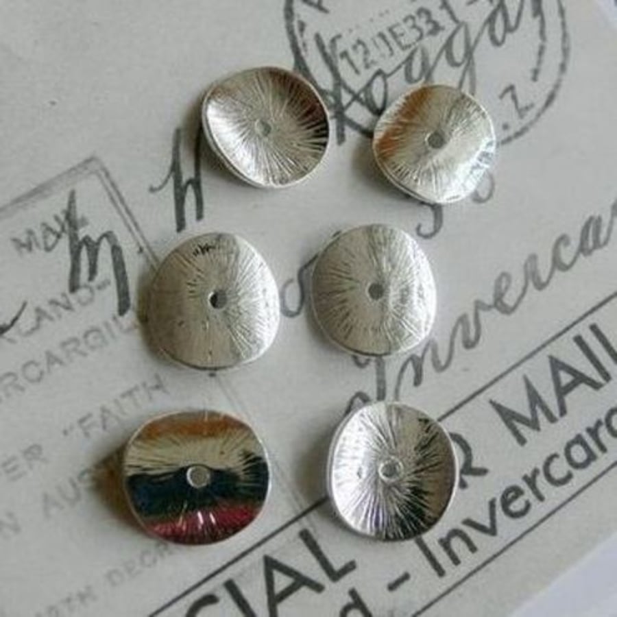 bright silver circle slices  -2pcs