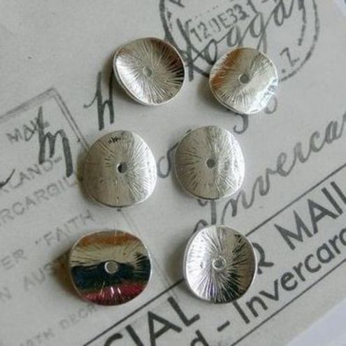 bright silver circle slices  -2pcs