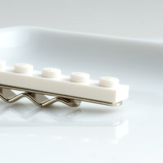 White Lego Tie Clip for Weddings Fun & Special Occasions, more colours available