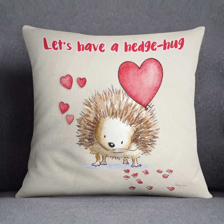 Let's Have A Hedge-Hug Valentine's Cushion