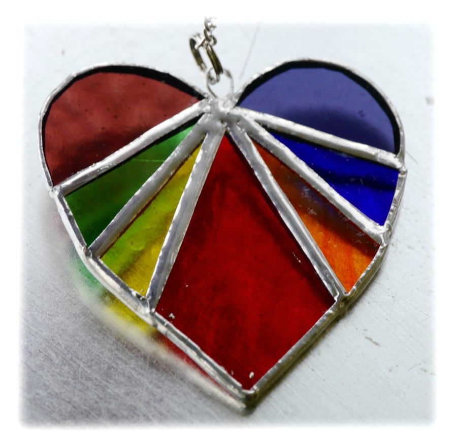 Love Heart Rainbow Stained Glass Suncatcher 8cm 035
