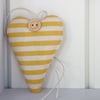 SAFFRON YELLOW STRIPED HEART -  lavender or padded, long shape