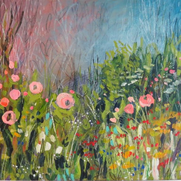 'The Return of Summer' Original Wild Cottage Garden Abstract Floral Painting