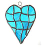 Patchwork Heart Suncatcher Stained Glass Handmade Turquoise Aqua  - Image 4