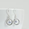 Tanzanite and Fine Silver Circle Earrings