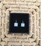 Simple Tiny Square Mint Drop Earrings - Image 1