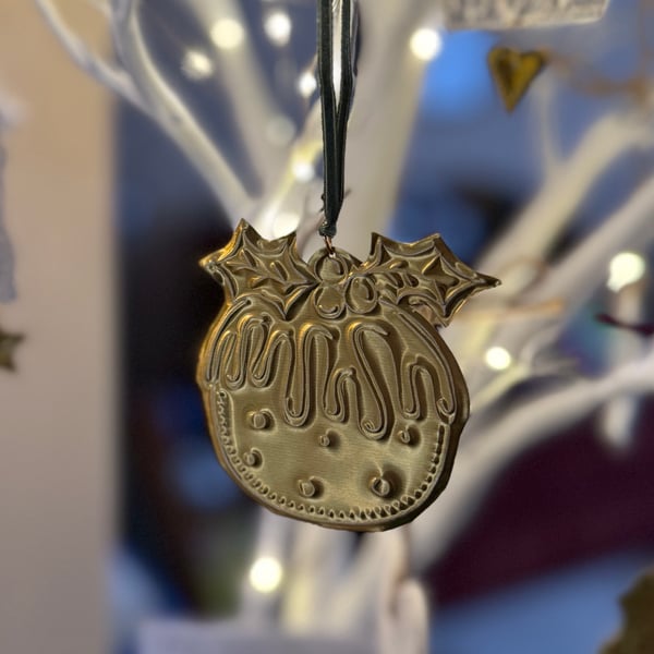 Gold Hand Drawn Christmas Tree Hanging Decoration 