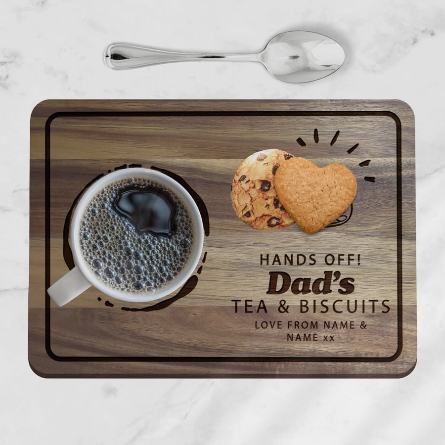 Father's Day Gift - Personalised Hands Off Tea & Biscuits Board Present