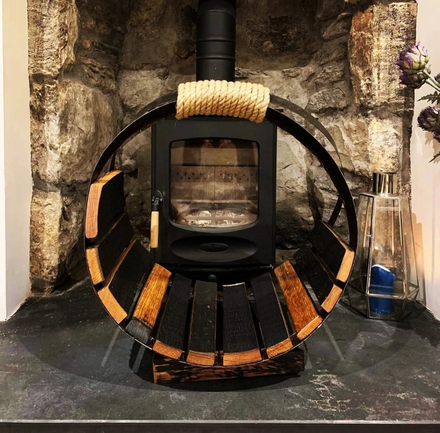 Solid oak log basket