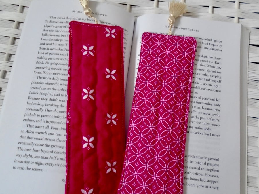   Quilted  Cotton Bookmarks   - A set of 2 