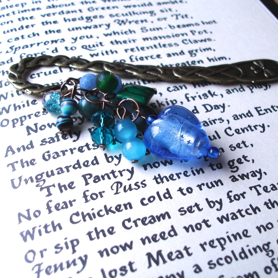 Blue Green Bead Cluster Bookmark