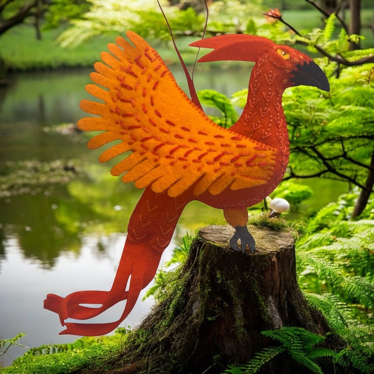 Hand Embroidered Felt Phoenix Hanging Decoration