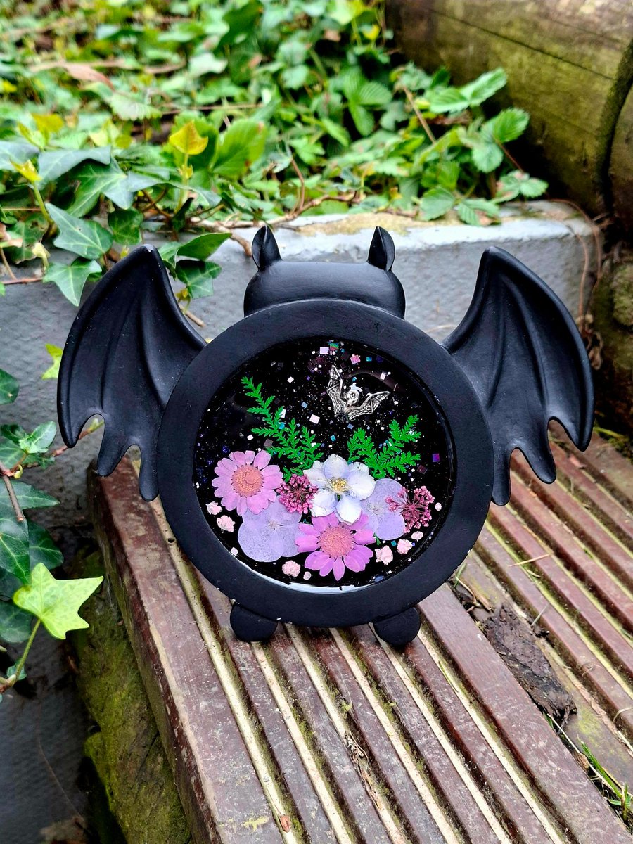Bat Photo Frame Whimsical Gothic Halloween Botanical Spooky Cute Dracula