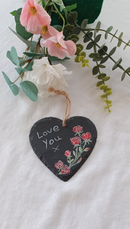 Hand-painted slate heart