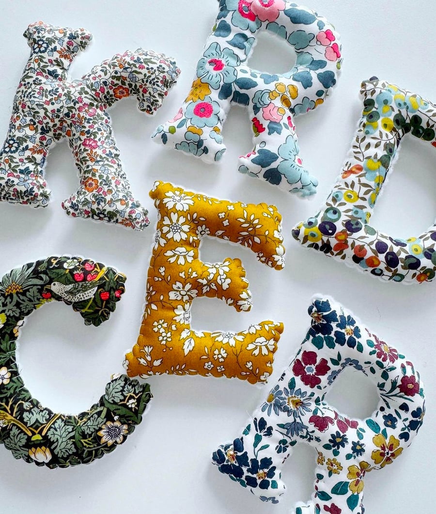 Liberty fabric Initial decoration. 