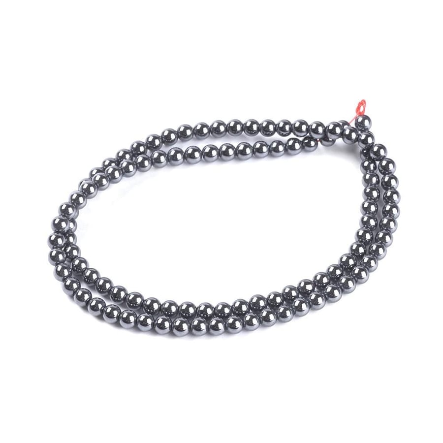 Hematite Grey 4mm Smooth Rounds, Grade A, Natural Authentic Gemstone Beads, 0.6m