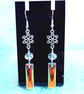 Flower Earrings with Ab Crystal Drops - Image 2