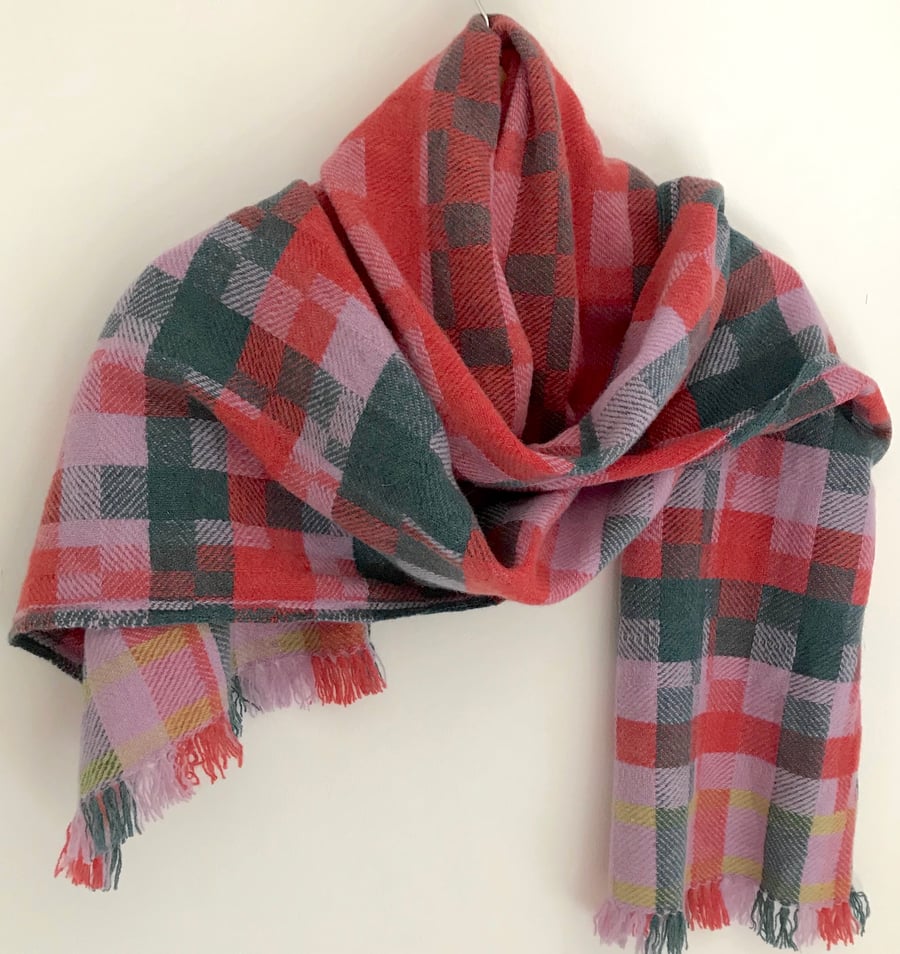 Sunset Musing No.1 - Contemporary Handwoven Lambswool Scarf