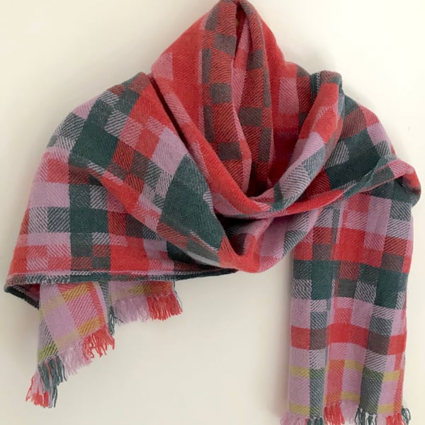 Sunset Musing No.1 - Contemporary Handwoven Lambswool Scarf