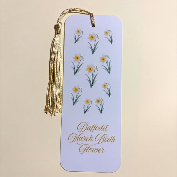 Daffodil March Birth Flower Bookmark - Botanical Floral Gift. 