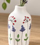Mini ceramic vase with hand drawn flowers