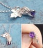 Amethyst Thistle  & leaf Necklace - Image 1