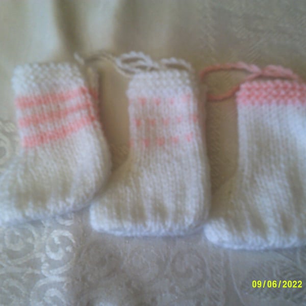Pink and White Mini Stockings - Set of 3