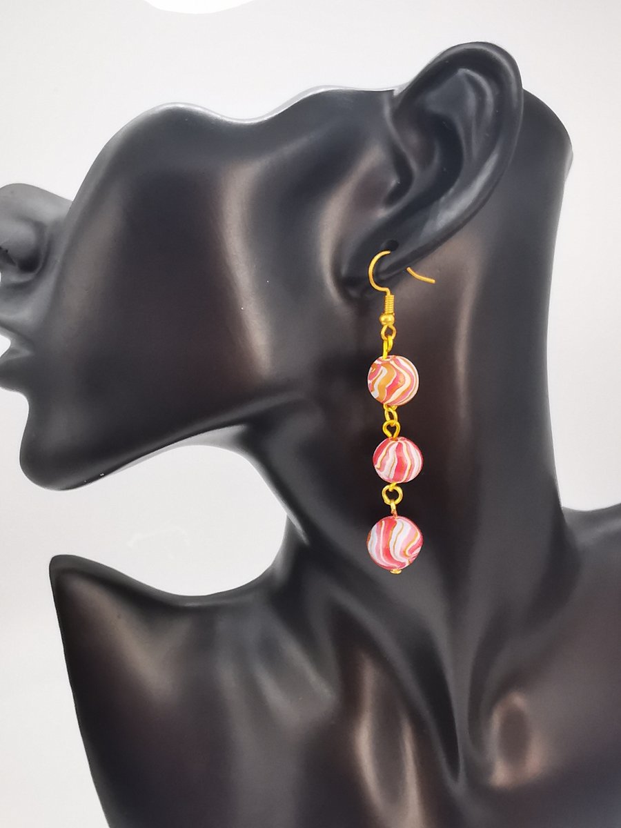 Artisan Beaded Dangle Earrings. Handmade UK